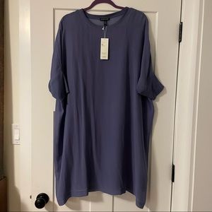 Eileen Fisher purple sheer silk tunic dress S
